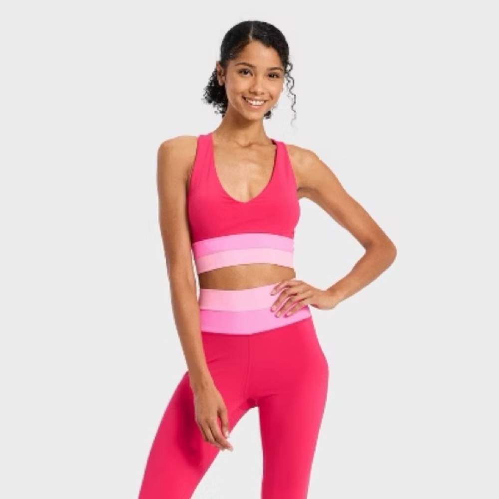 JoyLab Hot Pink & Light Pink Sports Bra - L